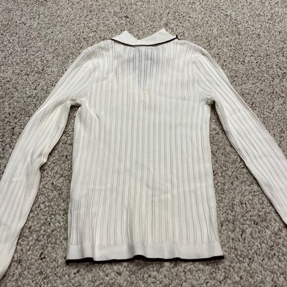 NWT Madewell The Signature Knit Johnny Collar Sweater M Cream Preppy Old Money - Picture 5 of 8